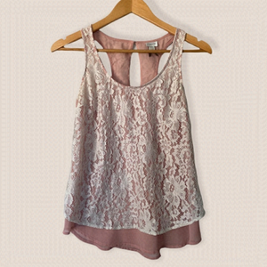 DYNAMITE Pink White Lace Camisole Top